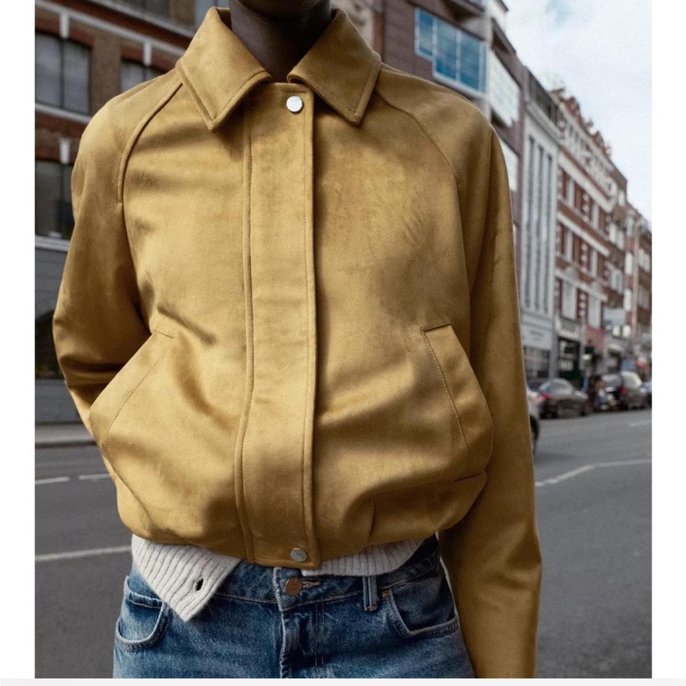 Zara Gold Bomber Jacket for Women